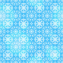 Seamless background with floral patterns, vintage light patterns on blue  background