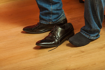 Man wearing black elegant shoes