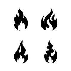 Fire flame icon set. Black icon isolated on white background. Fire flame silhouette. Simple icon. Web site page and mobile app design vector element