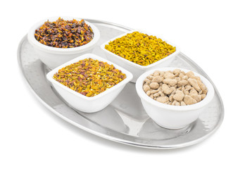 Indian Diwali Celebration Sweet And Salty Seeds isolated on White Background