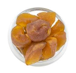 Salty-Sweet or Chatpata Amla Candy Indian Traditional Digestive Food Good to Eat After Lunch or Dinner, Also Serve in Festival of Diwali, Holi, And For Guest. isolated on White Background