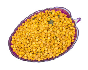 Indian Traditional Namkeen Food Chana Masala isolated on White Background