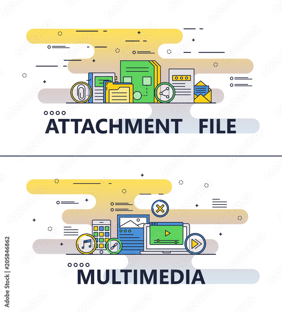 Poster vector line art file attachment multimedia templates