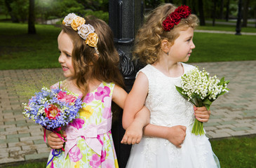 Little bridesmaids in wreaths