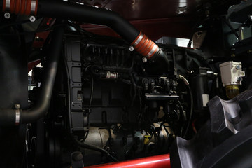 Fototapeta na wymiar Diesel engine of a modern tractor.
