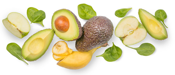 Healthy lifestyle concept - green smoothie ingredients