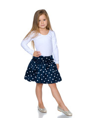 The little girl is full-length.