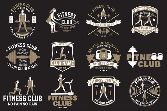 Fitness club badges. Vector. For fitness centers emblems, gym signs and others.