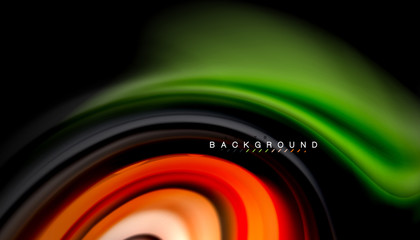 Abstract wave lines fluid rainbow style color stripes on black background