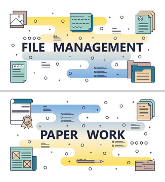 Vector line art file management paperwork template