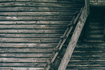 Wooden wall with ladder