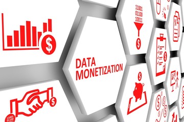 Data monetization concept cell background 3d illustration