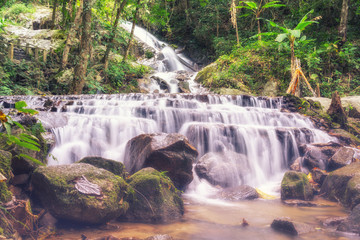 surreal mae kam pong waterfall with vintage soft smooth filter