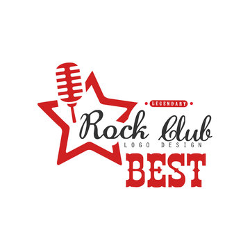 Rock club logo, design element can be used for poster, banner, flyer, print or stamp vector Illustration on a white background