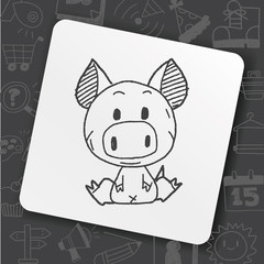 Chinese Zodiac pig doodle drawing