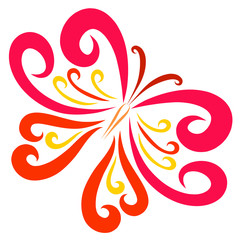 Patterned butterfly with wings in the shape of heart