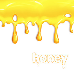Dripping honey. Illustration isolated on white background. Graphic concept for your design
