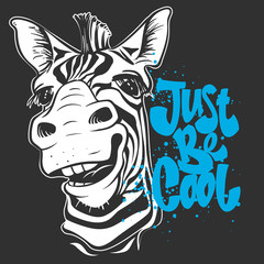 print with zebra images and text, t-shirt design © rosovskyi