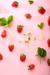 Strawberry on pink, summer concept