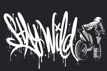 Stay Wild Motocross print design for apparel © rosovskyi
