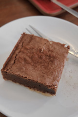 baked rectangular chocolate brownie pie