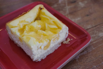 Pieces of delicious homemade lemon cheesecake