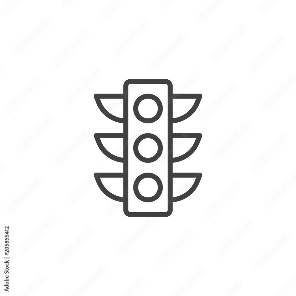 Poster traffic light outline icon. linear style sign for mobile concept and web design. semaphore simple li