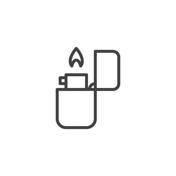 Fire lighter outline icon. linear style sign for mobile concept and web design. Lighter fire flame simple line vector icon. Symbol, logo illustration. Pixel perfect vector graphics