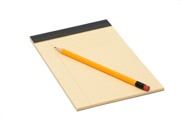 notebook and pencil isolated on white background