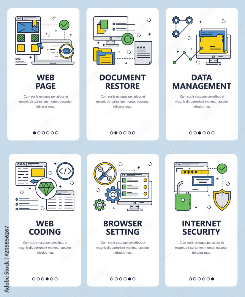 Poster vector line art web and mobile app template set