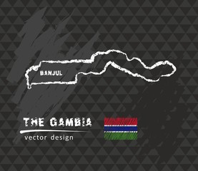 Map of The Gambia, Chalk sketch vector illustration