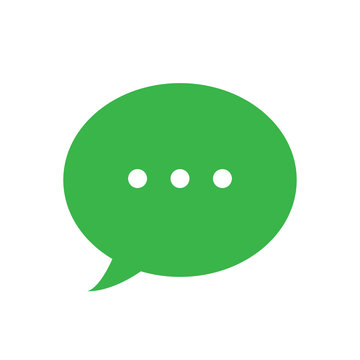 Text message vector icon, green speech bubble symbol, simple flat vector illustration for web site or mobile app