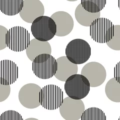  Zwart-wit abstracte eenvoudige gestreepte cirkels geometrische naadloze patroon, vector © natalyon
