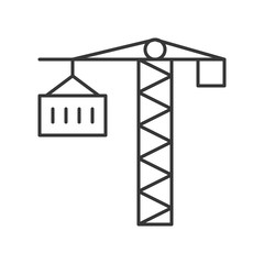 Crane and container, line icon logistic and construction relate