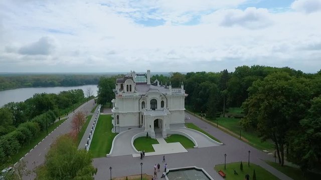 The nobleman's estate of the manufacturer Aseev 01. Aerial photography. The house was built in the Art Nouveau style.