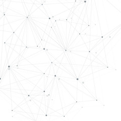 Abstract polygonal background with connected lines and dots. Minimalistic geometric pattern. Molecule structure and communication. Graphic plexus background. Science, medicine, technology concept.