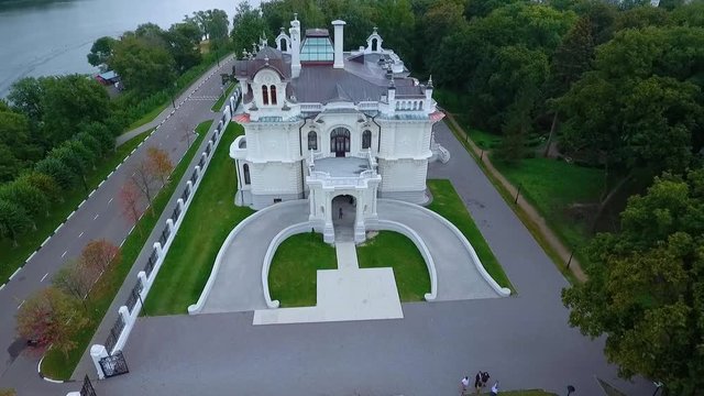 The nobleman's estate of the manufacturer Aseev 03. Aerial photography. The house was built in the Art Nouveau style.