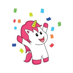 The unicorn is celebrating happiness