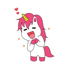 a smiling unicorn expression with love