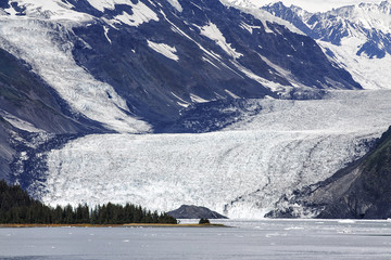Glacier with ice floes in Prince William Sound, Alaska, USA 