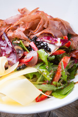 Beef and cheese mixed salad