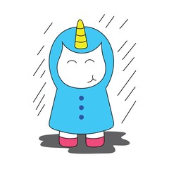 unicorn is wearing a raincoat