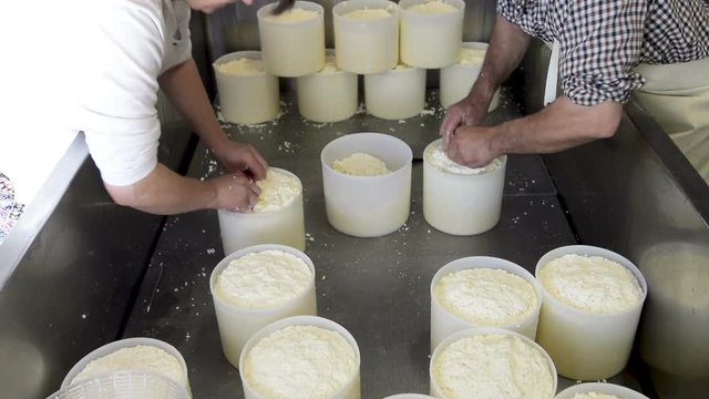 In the cheese factory, during the preparation of the ricotta cheese with fresh milk