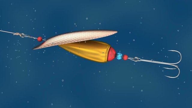 Fishing bait under water, 3D animation