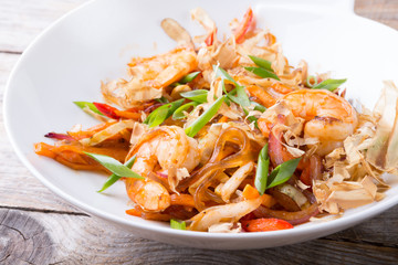 Asian seafood rice noodles