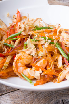 Asian seafood rice noodles