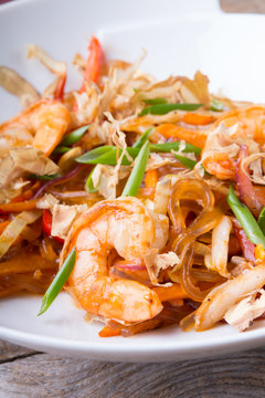 Asian seafood rice noodles