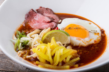 Traditional ramen soup