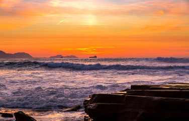 Sunset on the Basque coast