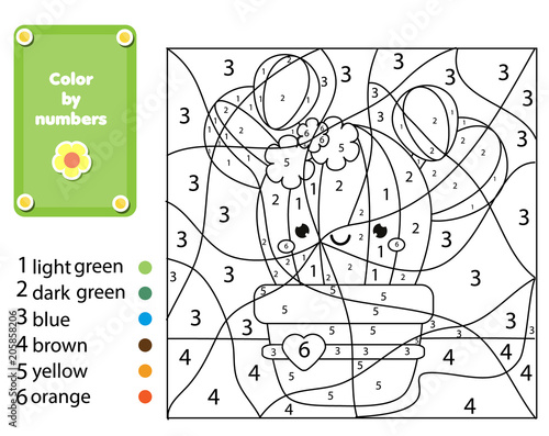 Young children useful recreation. Coloring website page with cactus plant picture relating to Color by Numbers Printable known as Young children enlightening match. Coloring site with cactus plant